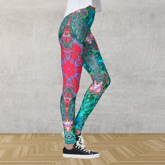 Psychedelic Hippie Pink Blauwgroen en Blue Leggings