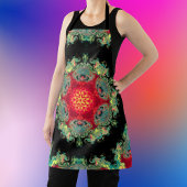 Psychedelic Hippie Red Blauwgroen en zwart Schort