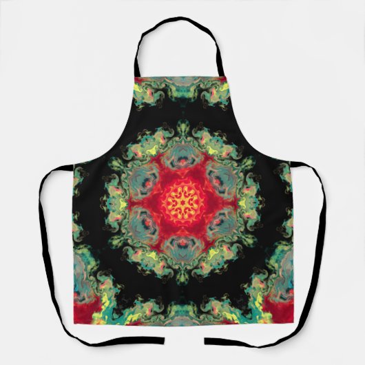 Psychedelic Hippie Red Blauwgroen en zwart Schort (Voorkant)