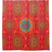 Psychedelic Hippie Red en Blauwgroen Shower Curtai Douchegordijn (Voorkant)