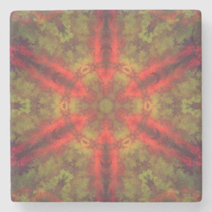 Psychedelic Hippie Red en Yellow Stenen Onderzetter