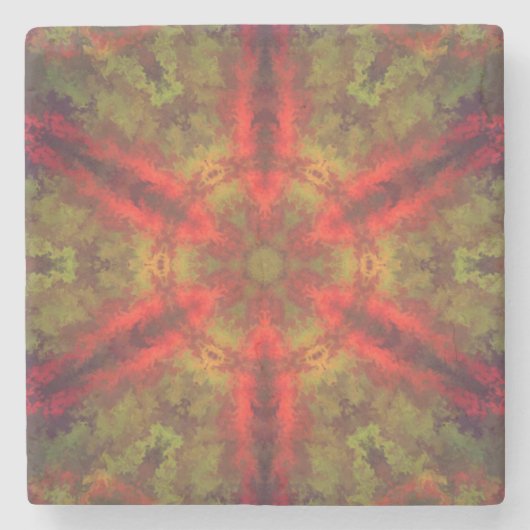 Psychedelic Hippie Red en Yellow Stenen Onderzetter (Voorkant)