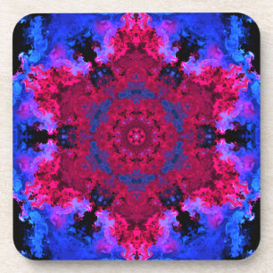 Psychedelic Hippie Red Pink en Blue Bier Onderzetter
