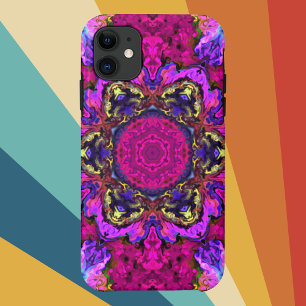 Psychedelic Hippie roze geel en Oranje Case-Mate iPhone Case