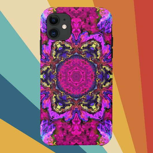 Psychedelic Hippie roze geel en Oranje Case-Mate iPhone Case