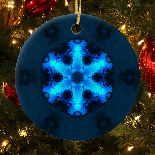 Psychedelic Hippie Snowflake Blue Keramisch Ornament