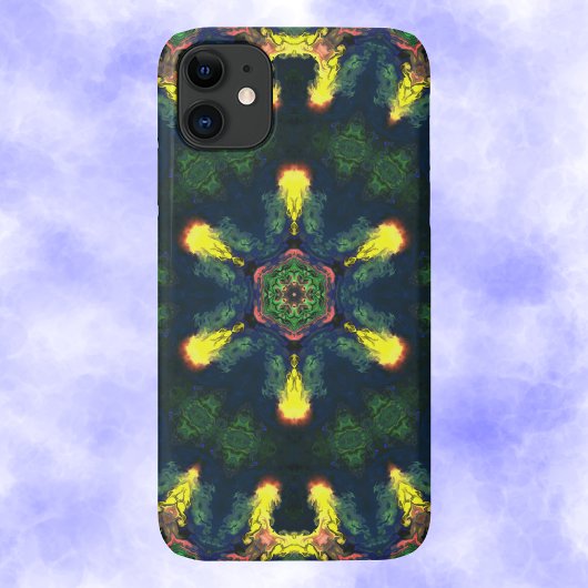 Psychedelic Hippie Yellow Blue en Green Case-Mate iPhone Case