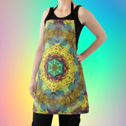 Psychedelic Hippie Yellow Blue en Green Schort