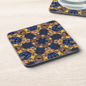Psychedelic Hippie Yellow en Blue Bier Onderzetter (Linkerzijde)