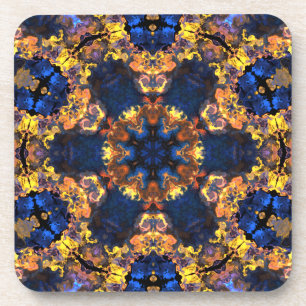 Psychedelic Hippie Yellow en Blue Bier Onderzetter