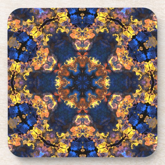 Psychedelic Hippie Yellow en Blue Bier Onderzetter (Voorkant)