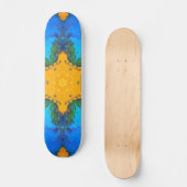 Psychedelic Hippie Yellow en Blue Persoonlijk Skateboard (Voorkant)