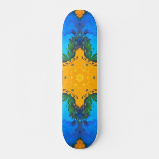 Psychedelic Hippie Yellow en Blue Persoonlijk Skateboard (Voorkant)