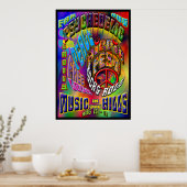 Psychedelic Hippiefest Music Poster (Keuken)