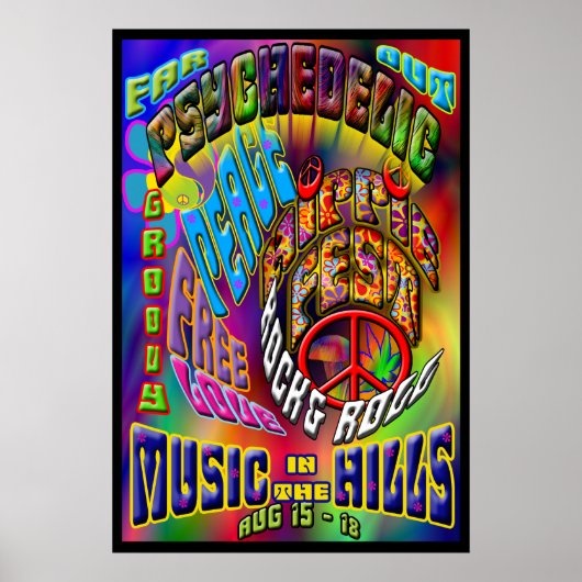 Psychedelic Hippiefest Music Poster (Voorkant)