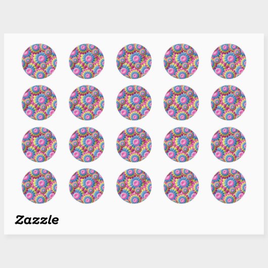 Psychedelic Hippy Flower Power Ronde Sticker (Vel)