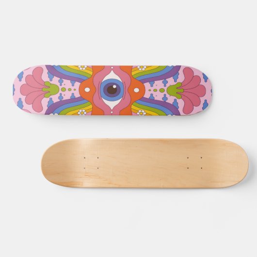 Psychedelic hippy style big eye persoonlijk skateboard (Horizontaal)