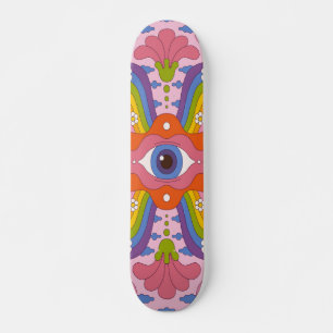 Psychedelic hippy style big eye persoonlijk skateboard