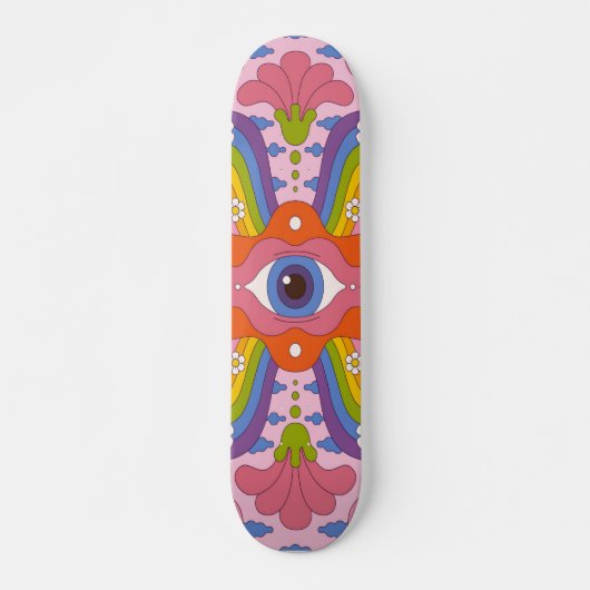 Psychedelic hippy style big eye persoonlijk skateboard (Voorkant)