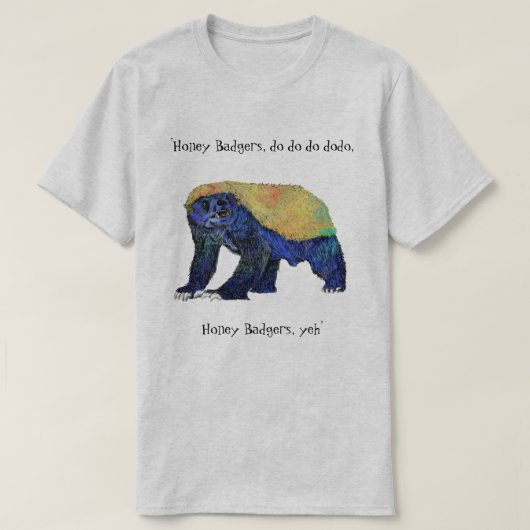 Psychedelic Honey Badger Funny Animal Art Slogan T-shirt (Design voorkant)