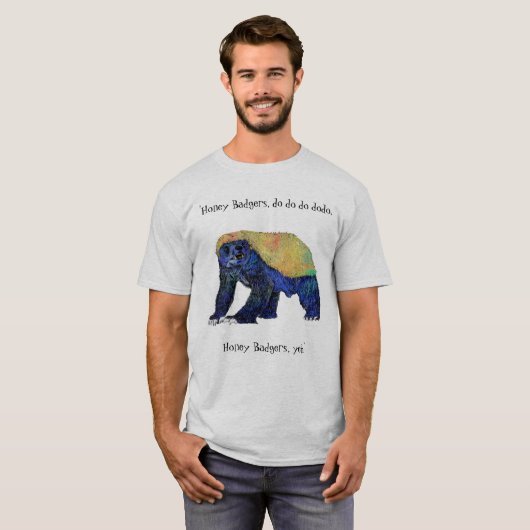 Psychedelic Honey Badger Funny Animal Art Slogan T-shirt (Voorkant volledig)