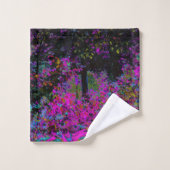 Psychedelic Hot Pink en Black Garden Sunrise Bad Handdoek (Wasdoekje)