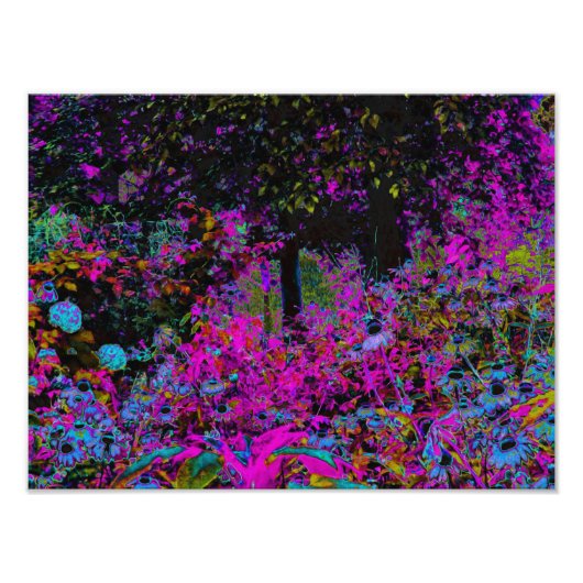 Psychedelic Hot Pink en Black Garden Sunrise Foto Afdruk (Voorkant)