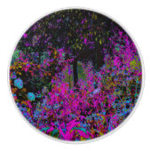 Psychedelic Hot Pink en Black Garden Sunrise Keramische Knop (Voorkant)