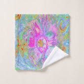 Psychedelic Hot Pink en Ultra Violet Hibiscus Bad Handdoek (Wasdoekje)