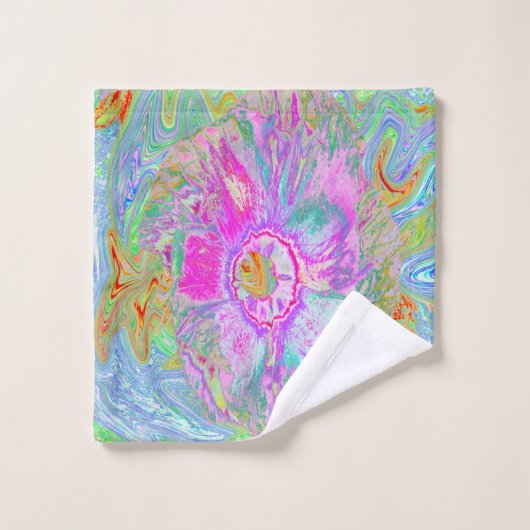 Psychedelic Hot Pink en Ultra Violet Hibiscus Bad Handdoek (Wasdoekje)