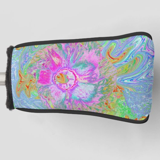Psychedelic Hot Pink en Ultra Violet Hibiscus Golfheadcover (Voorkant)
