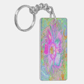Psychedelic Hot Pink en Ultra Violet Hibiscus Sleutelhanger (Voorkant Links)