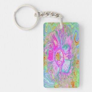 Psychedelic Hot Pink en Ultra Violet Hibiscus Sleutelhanger