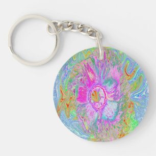 Psychedelic Hot Pink en Ultra Violet Hibiscus Sleutelhanger