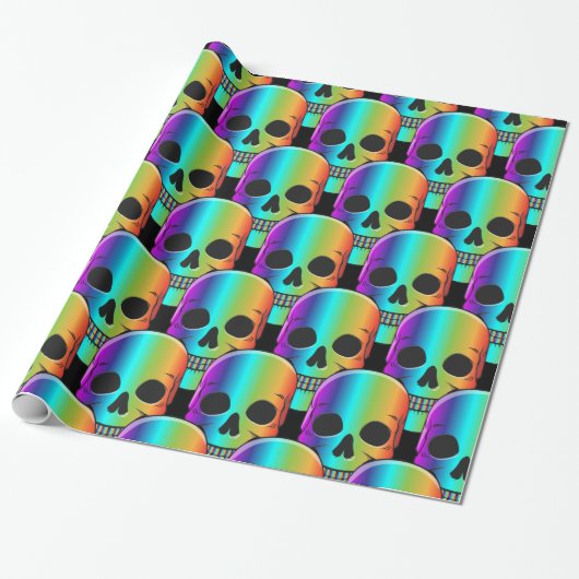 Psychedelic Human Skull Thunder_Cove Cadeaupapier (Uitgerold)