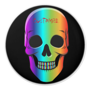 Psychedelic Human Skull Thunder_Cove Keramische Knop
