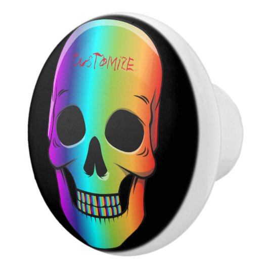 Psychedelic Human Skull Thunder_Cove Keramische Knop (Rechts)