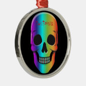 Psychedelic Human Skull Thunder_Cove Metalen Ornament (Rechts)