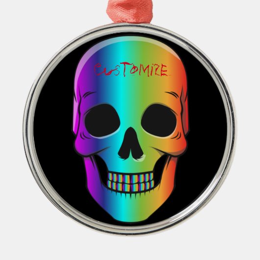 Psychedelic Human Skull Thunder_Cove Metalen Ornament (Voorkant)