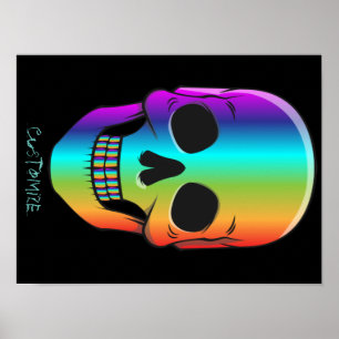 Psychedelic Human Skull Thunder_Cove Poster
