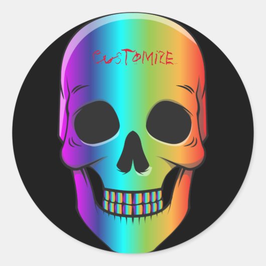 Psychedelic Human Skull Thunder_Cove Ronde Sticker (Voorkant)