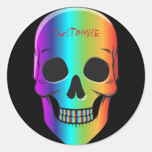Psychedelic Human Skull Thunder_Cove Ronde Sticker