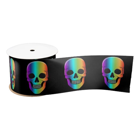 Psychedelic Human Skull Thunder_Cove Satijnen Lint (Spoel)