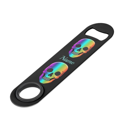 Psychedelic Human Skull Thunder_Cove Speed Flessenopener (Achterkant Gekanteld)