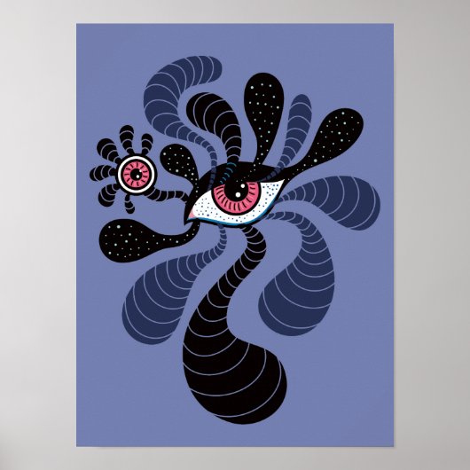 Psychedelic Hypnotic Art Creepy Double Pink Eye Poster (Voorkant)