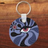 Psychedelic Hypnotic Art Creepy Double Pink Eye Sleutelhanger (Voorkant)