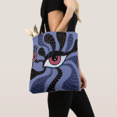 Psychedelic Hypnotic Art Creepy Double Pink Eye Tote Bag (Dichtbij)