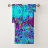 Psychedelic Impressionistic Blue Garden Landschap Bad Handdoek (Insitu)