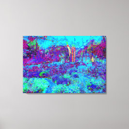 Psychedelic Impressionistic Blue Garden Landschap Canvas Afdruk