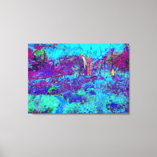 Psychedelic Impressionistic Blue Garden Landschap Canvas Afdruk (Voorkant)